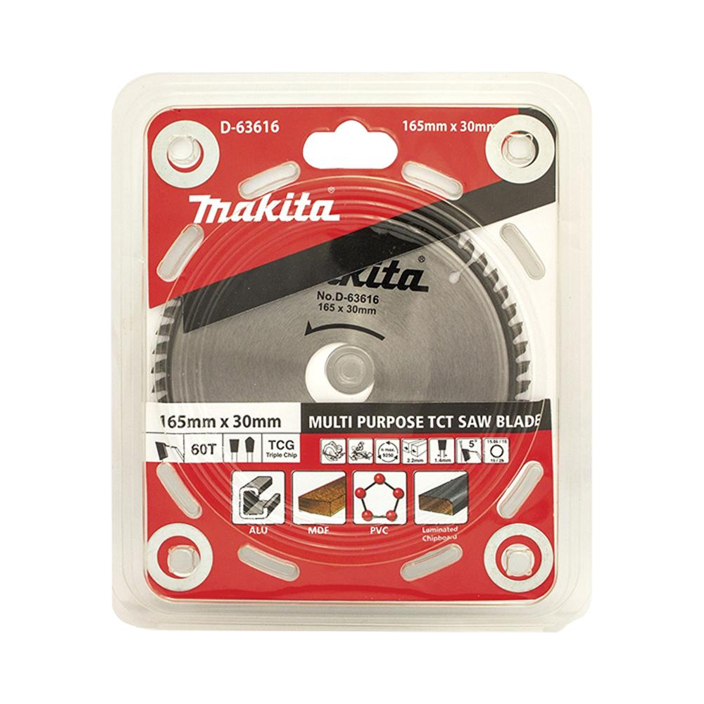 Makita D-63616 TCT Circular Saw Blade 165x20x60T for Multi Material | Makita by KHM Megatools Corp. Makita D-63616 TCT Circular Saw Blade 165x20x60T for Multi Material | Makita by KHM Megatools Corp.